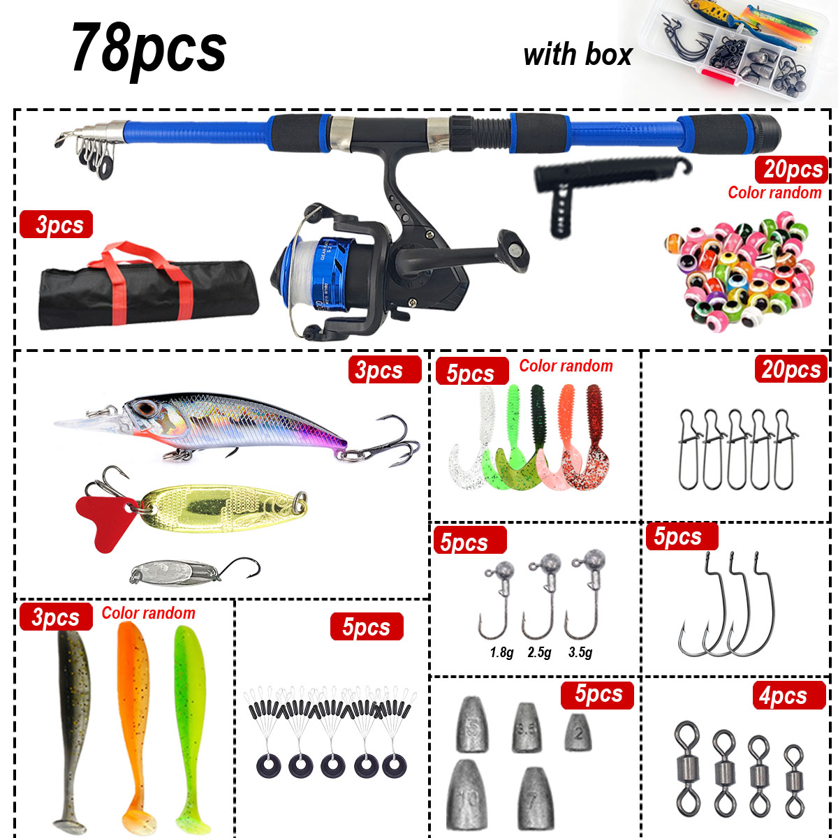 46Pcs Telescopic Fishing Rod R - Freshwater Line recension och pris
